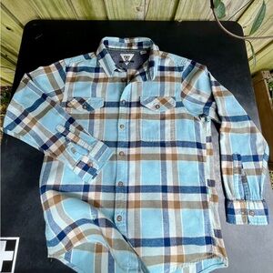 Light Blue Plaid Button-Up Shirt